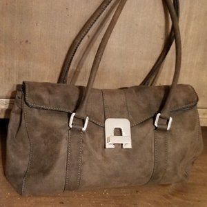 Prada suede purse handbag shoulder dark olive green brown New condition